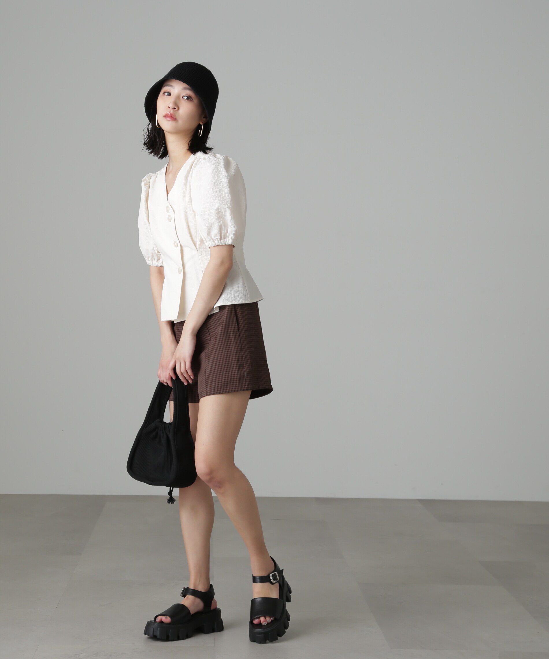  「ハイウエストギンガムショートパンツ」|その他|