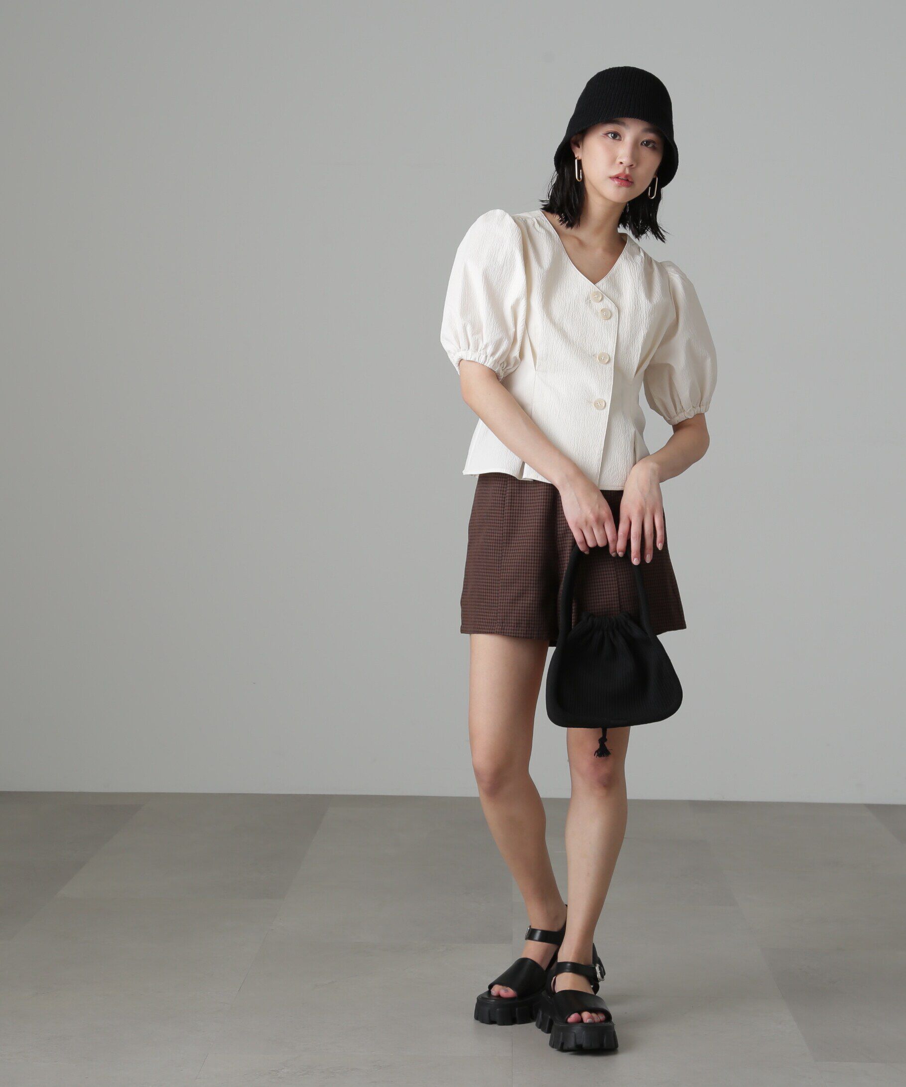  「ハイウエストギンガムショートパンツ」|その他|