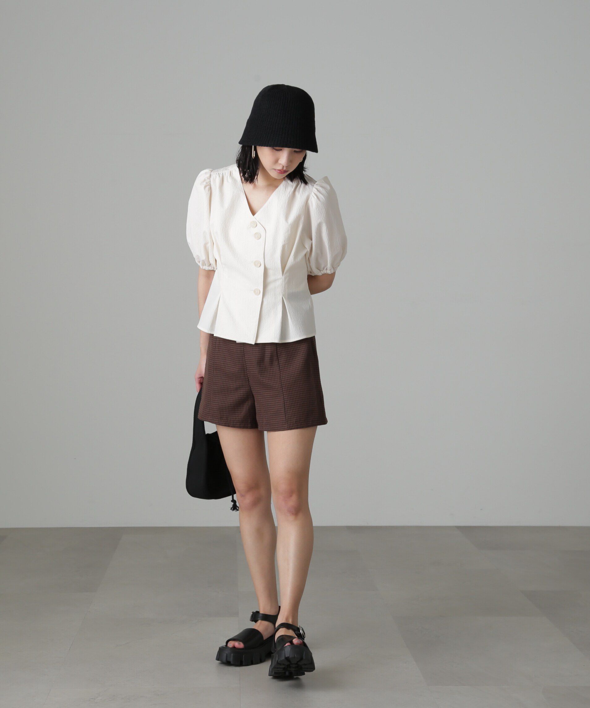  「ハイウエストギンガムショートパンツ」|その他|