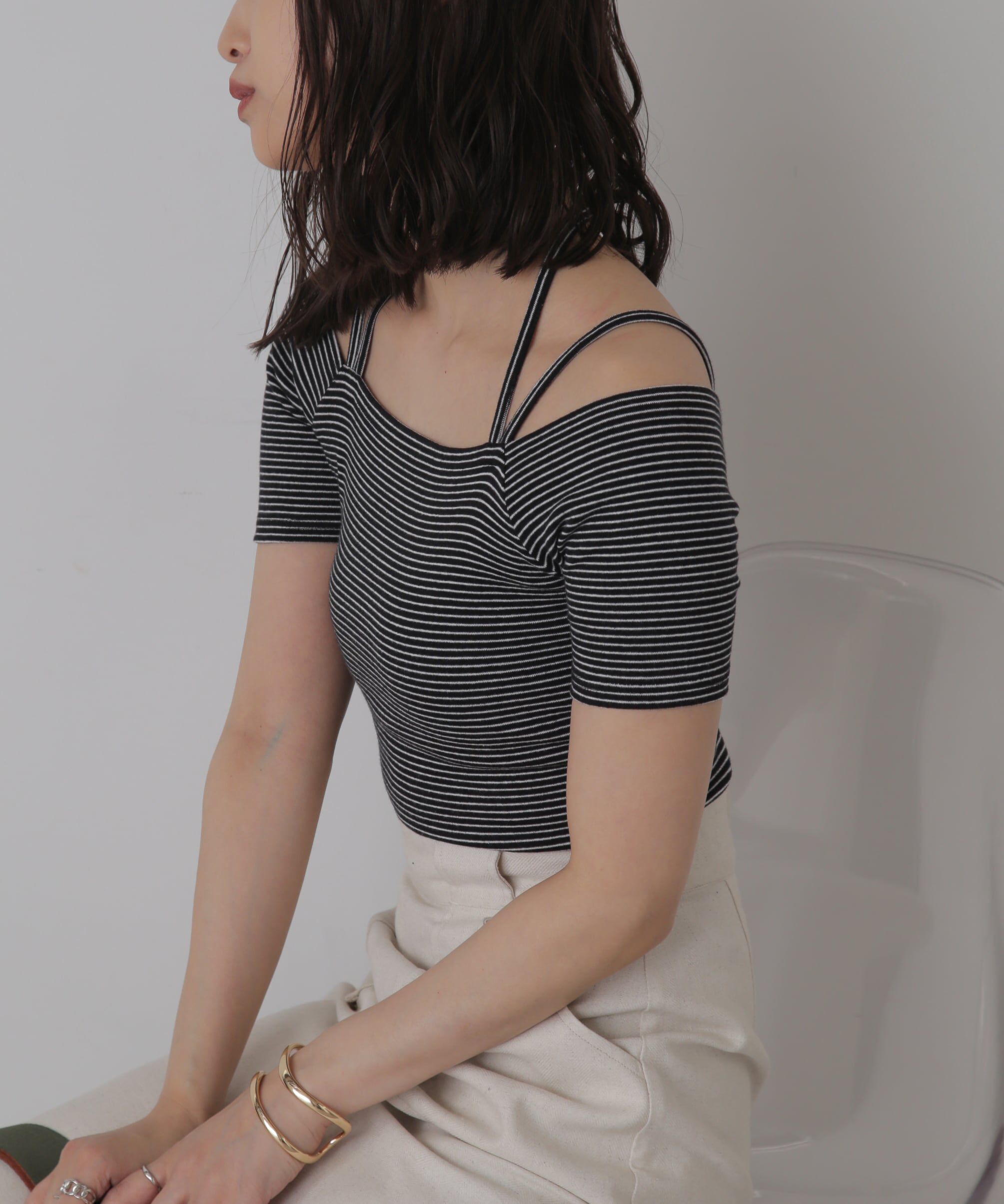  「オフショルホルターネックカットソー」|Tシャツ・カットソー|