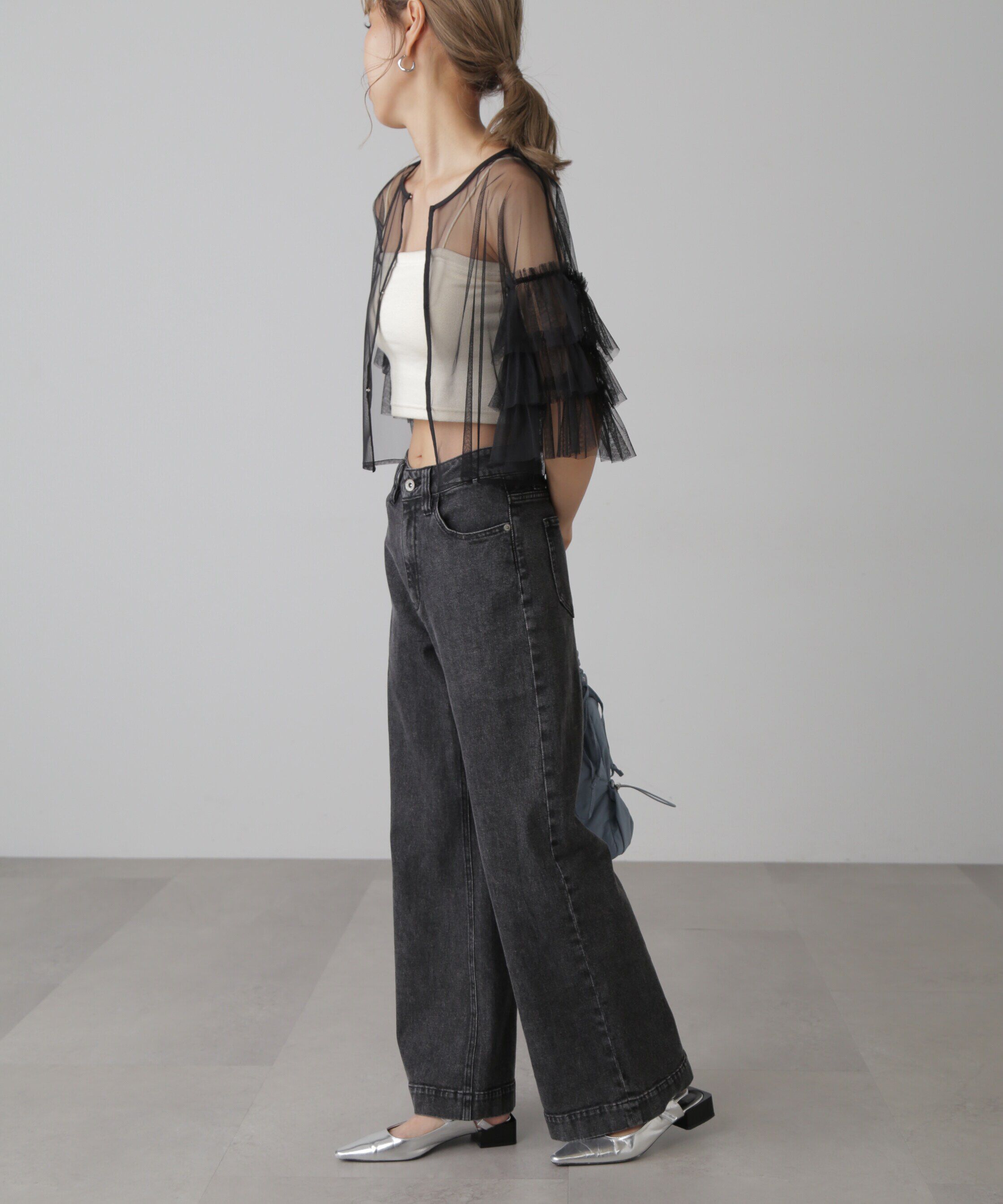  「前後2way袖フリルチュールブラウス」|シャツ・ブラウス|