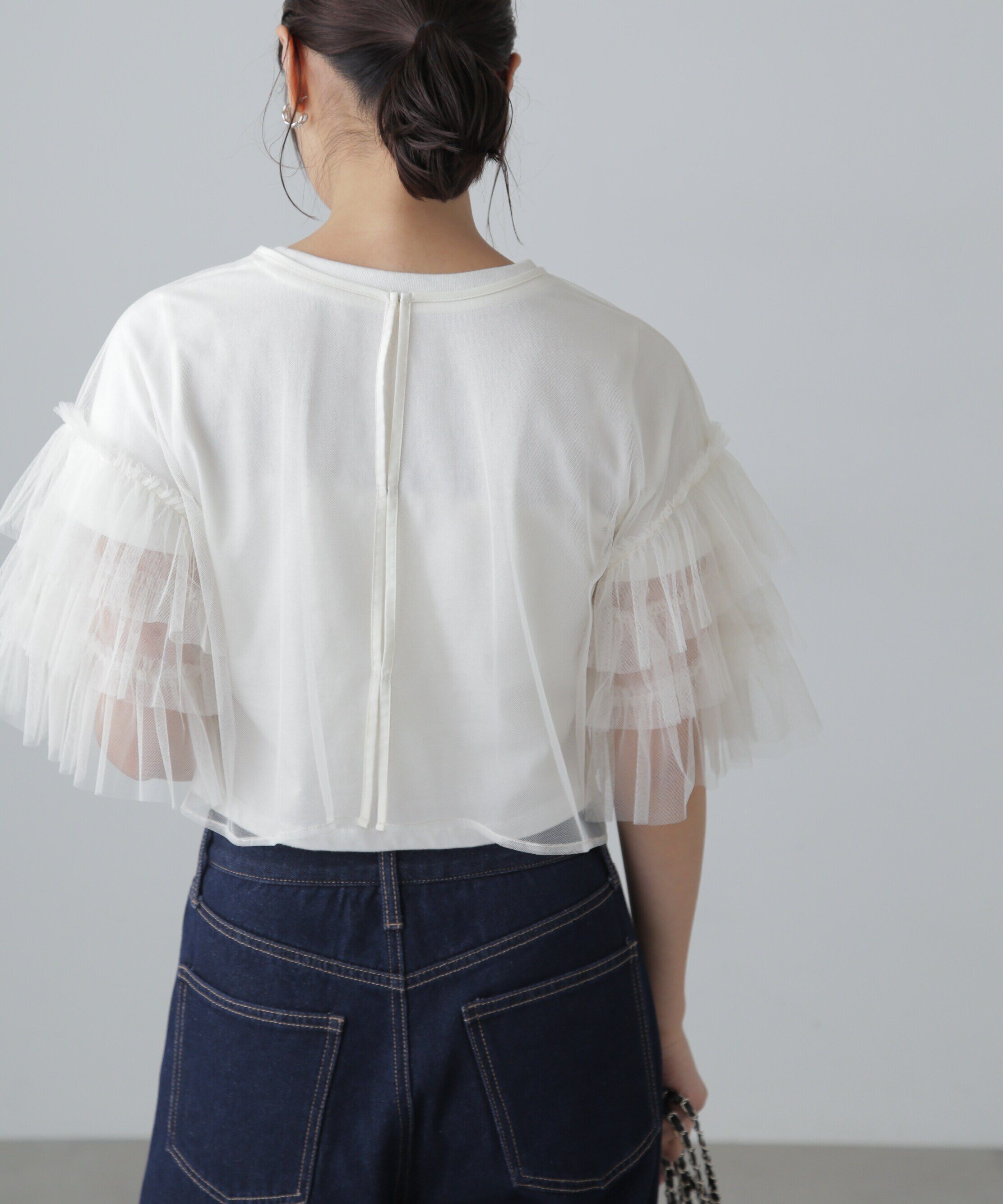  「前後2way袖フリルチュールブラウス」|シャツ・ブラウス|