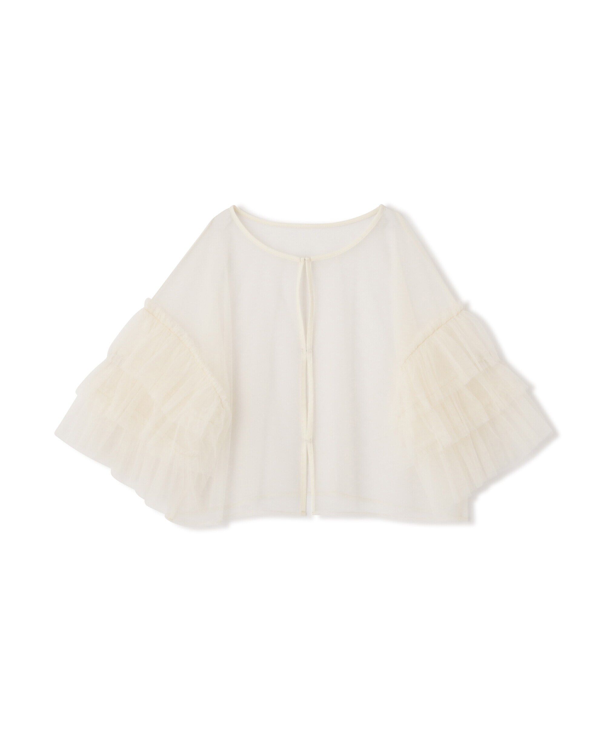  「前後2way袖フリルチュールブラウス」|シャツ・ブラウス|