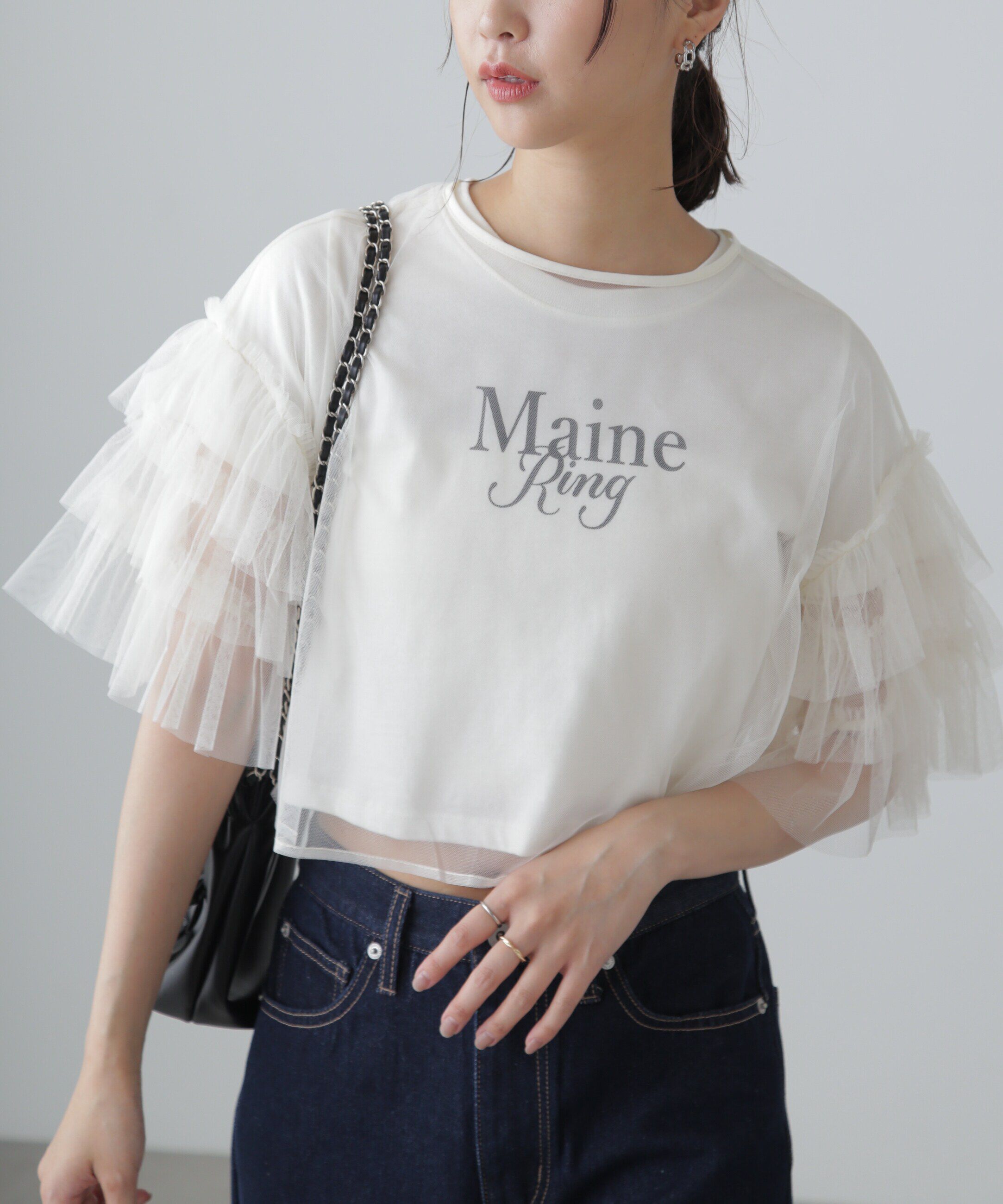  「前後2way袖フリルチュールブラウス」|シャツ・ブラウス|