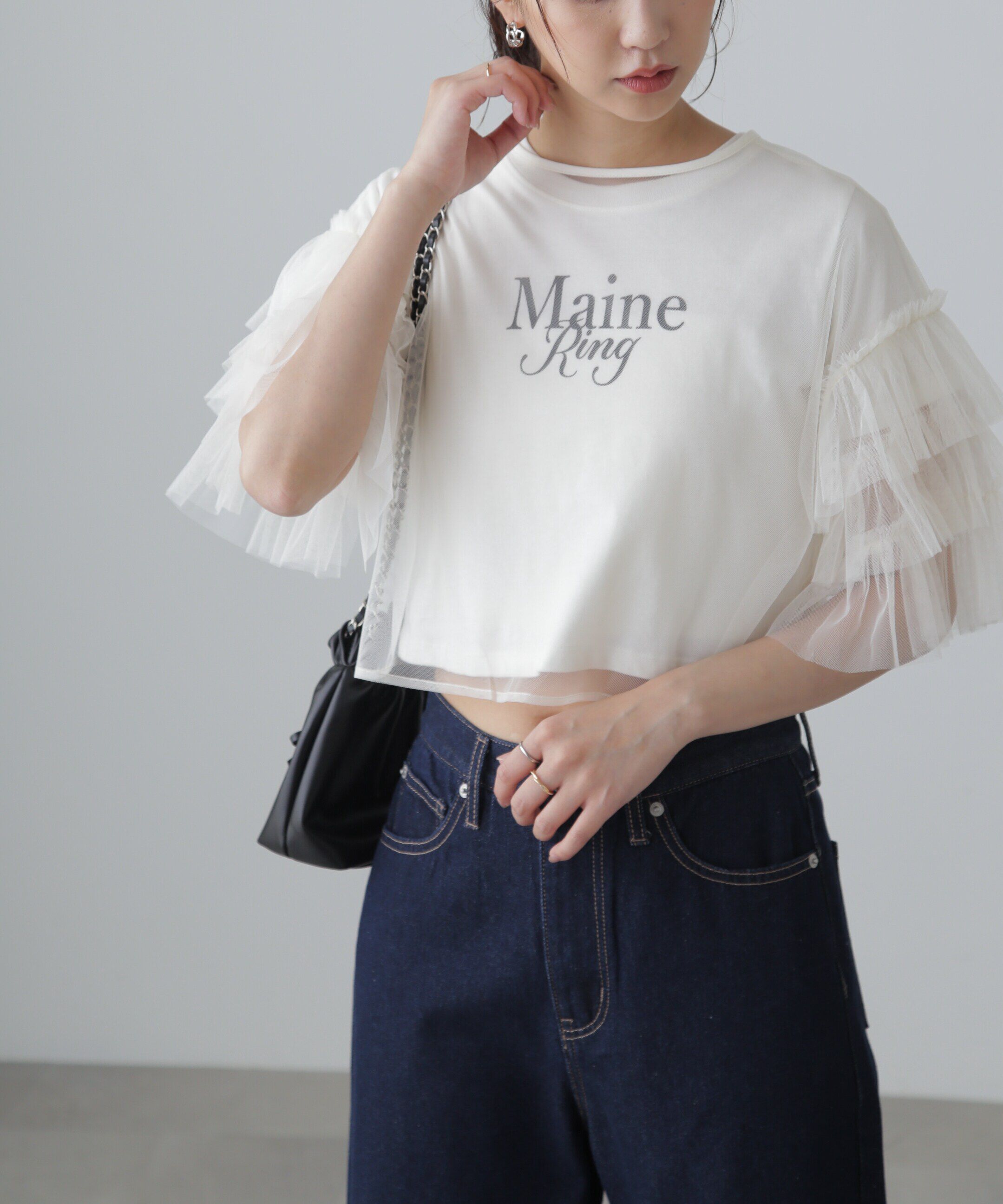  「前後2way袖フリルチュールブラウス」|シャツ・ブラウス|