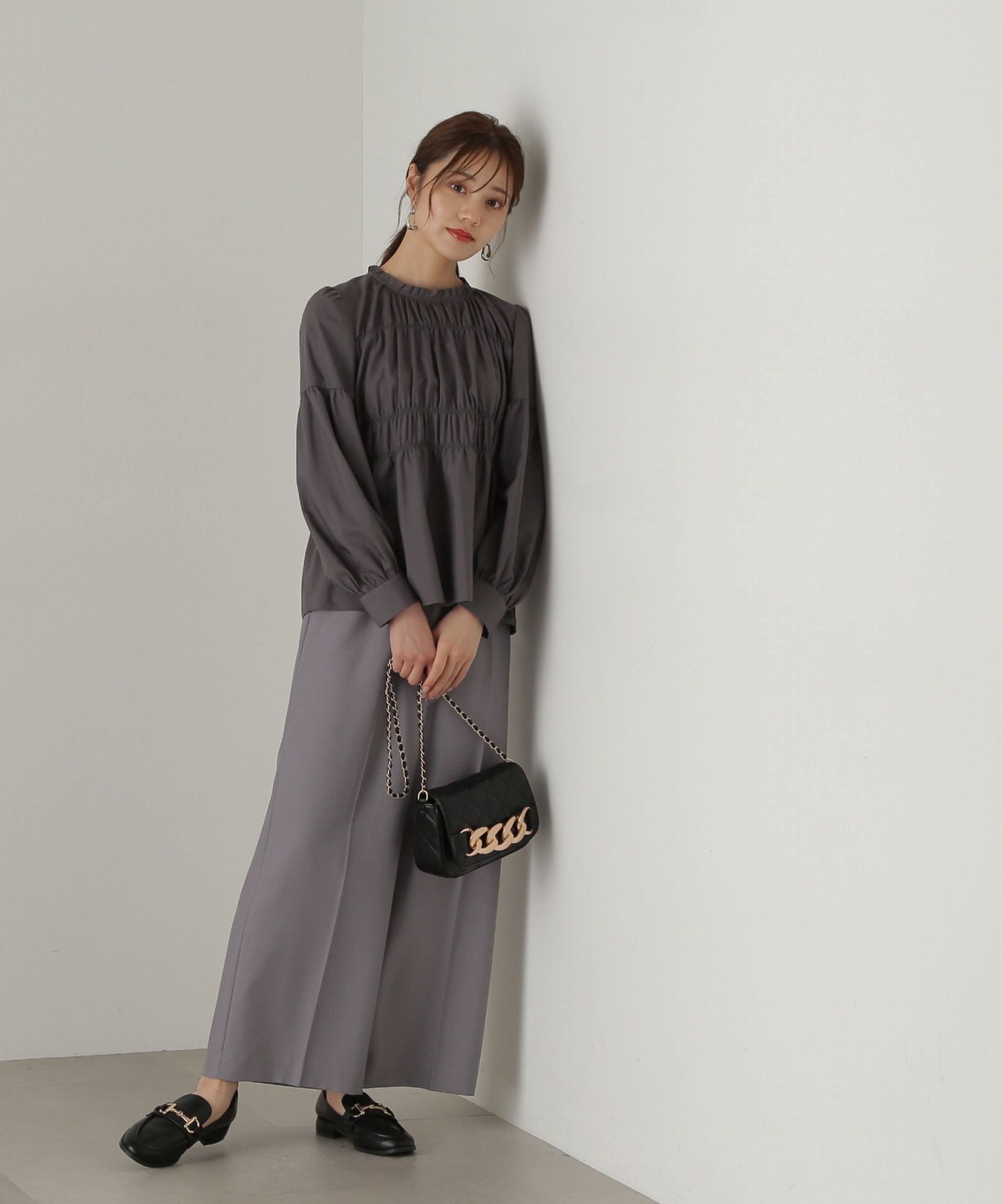 PROPORTION BODY DRESSING「シャーリングチュニックブラウス24AW」|シャツ・ブラウス|