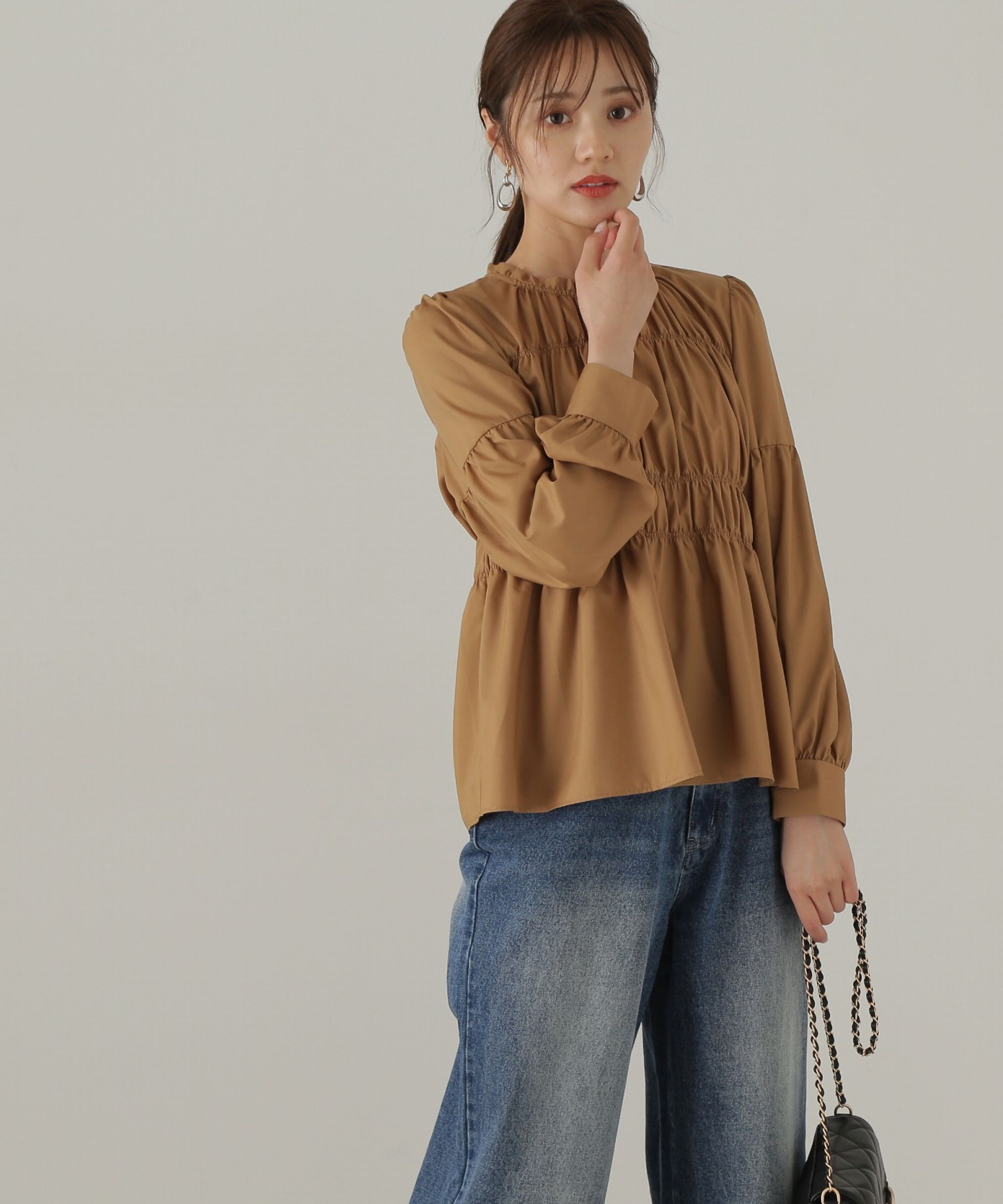 PROPORTION BODY DRESSING「シャーリングチュニックブラウス24AW」|シャツ・ブラウス|