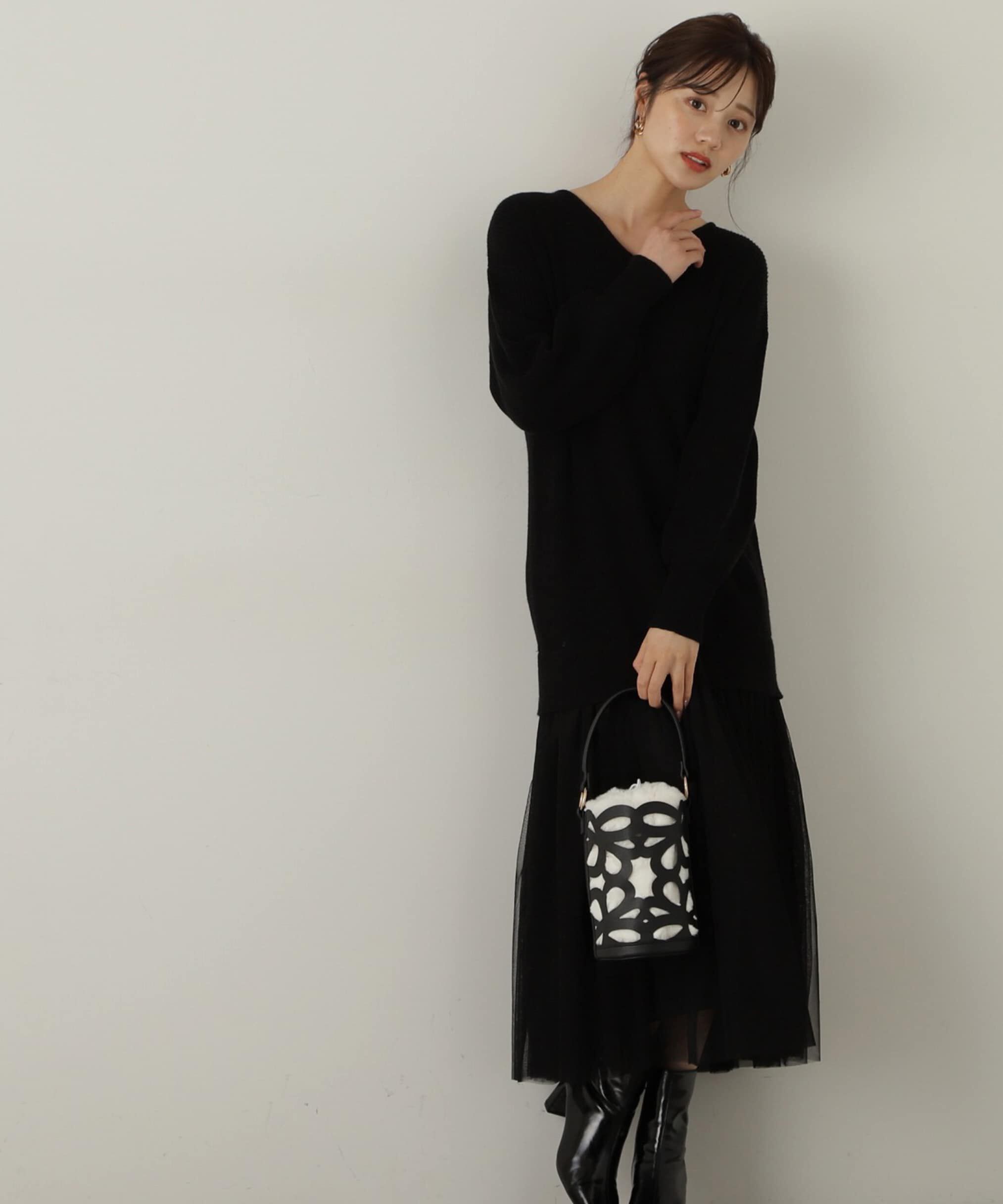 PROPORTION BODY DRESSING「裾チュールロングニットワンピース　24AW」|ワンピース|