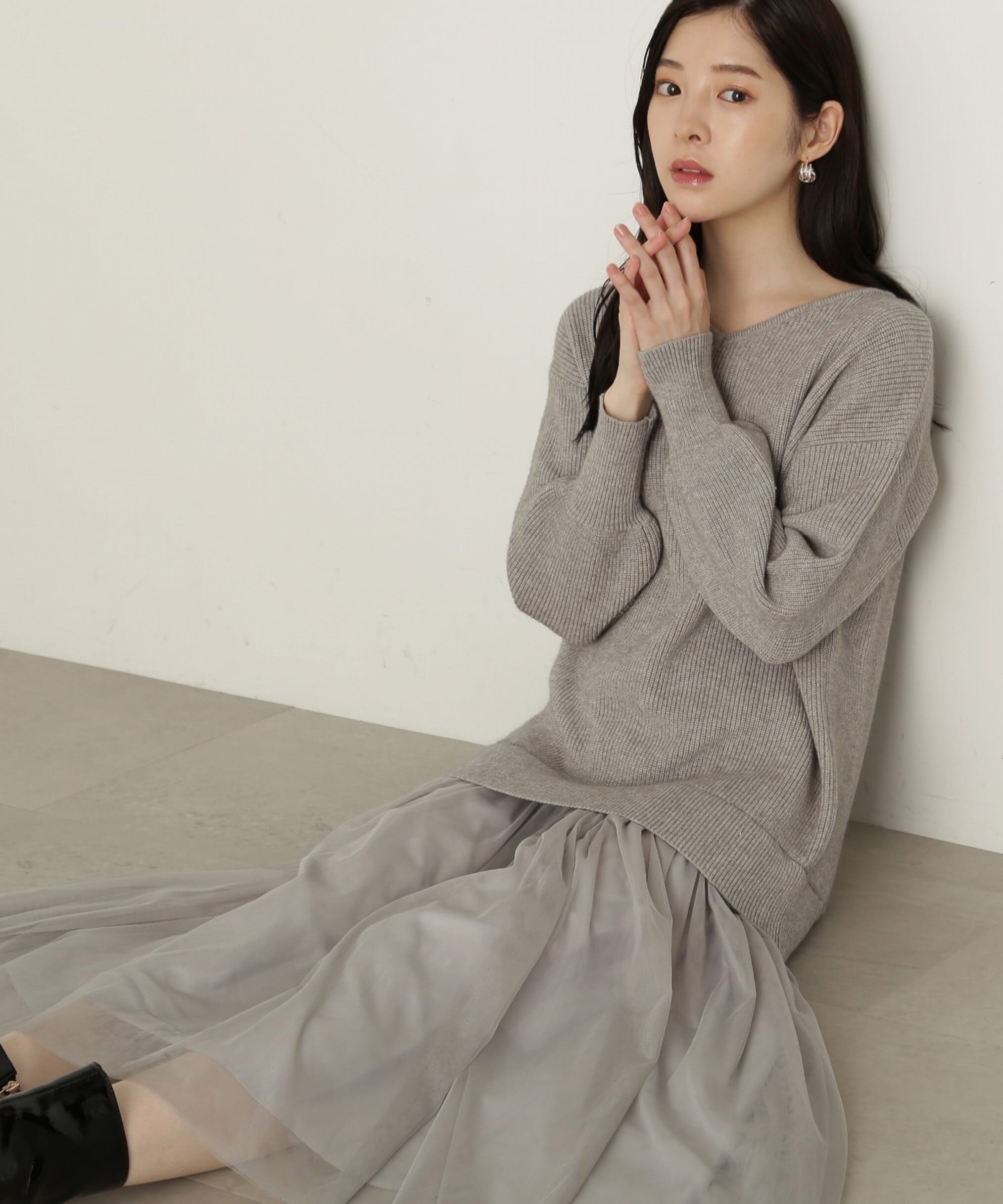 PROPORTION BODY DRESSING「裾チュールロングニットワンピース　24AW」|ワンピース|トップグレー1