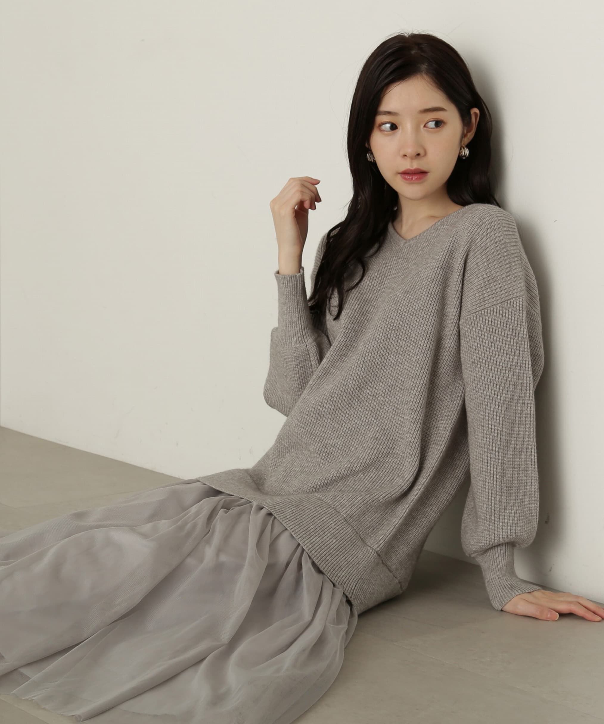 PROPORTION BODY DRESSING「裾チュールロングニットワンピース　24AW」|ワンピース|