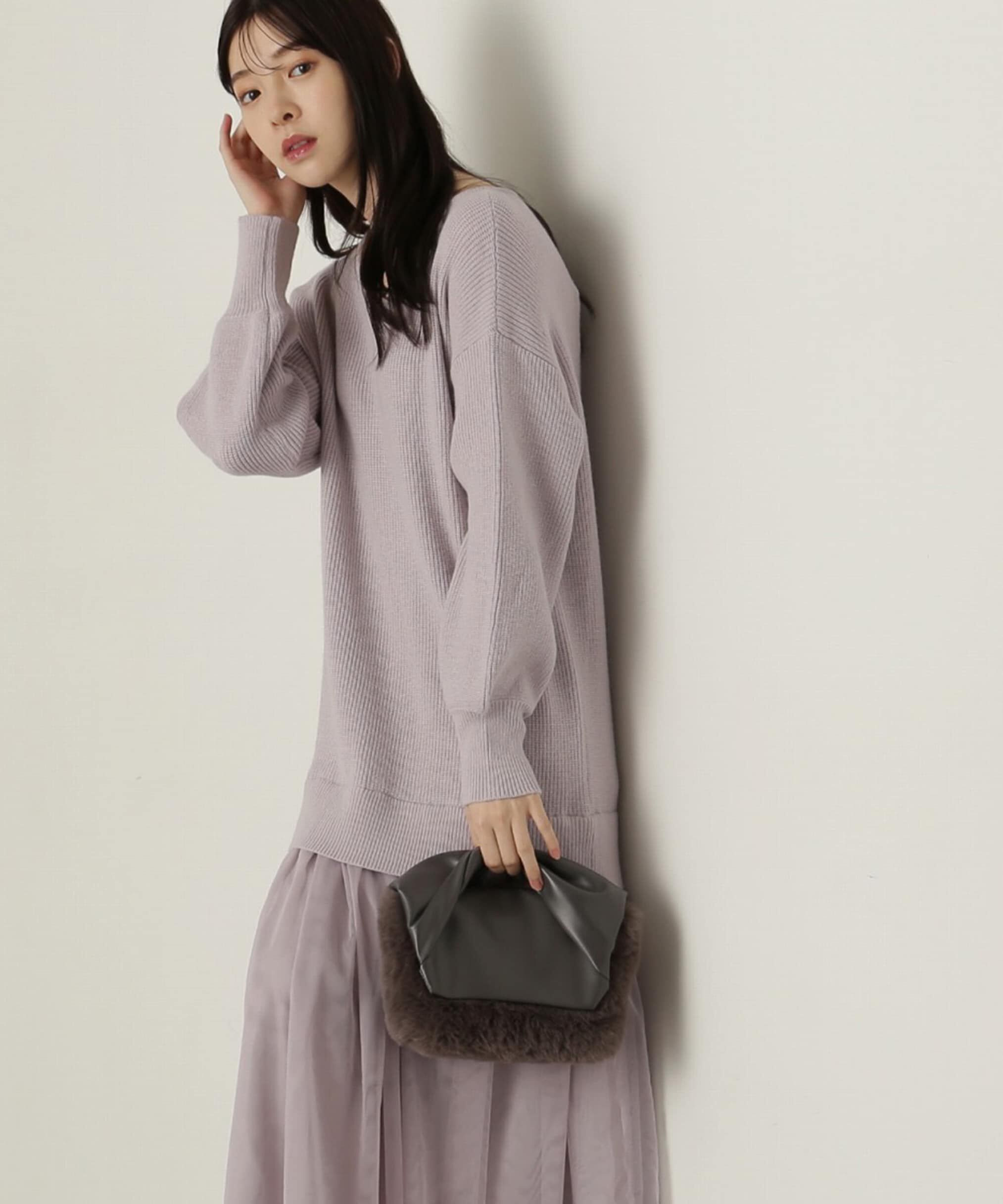 PROPORTION BODY DRESSING「裾チュールロングニットワンピース　24AW」|ワンピース|ラベンダー