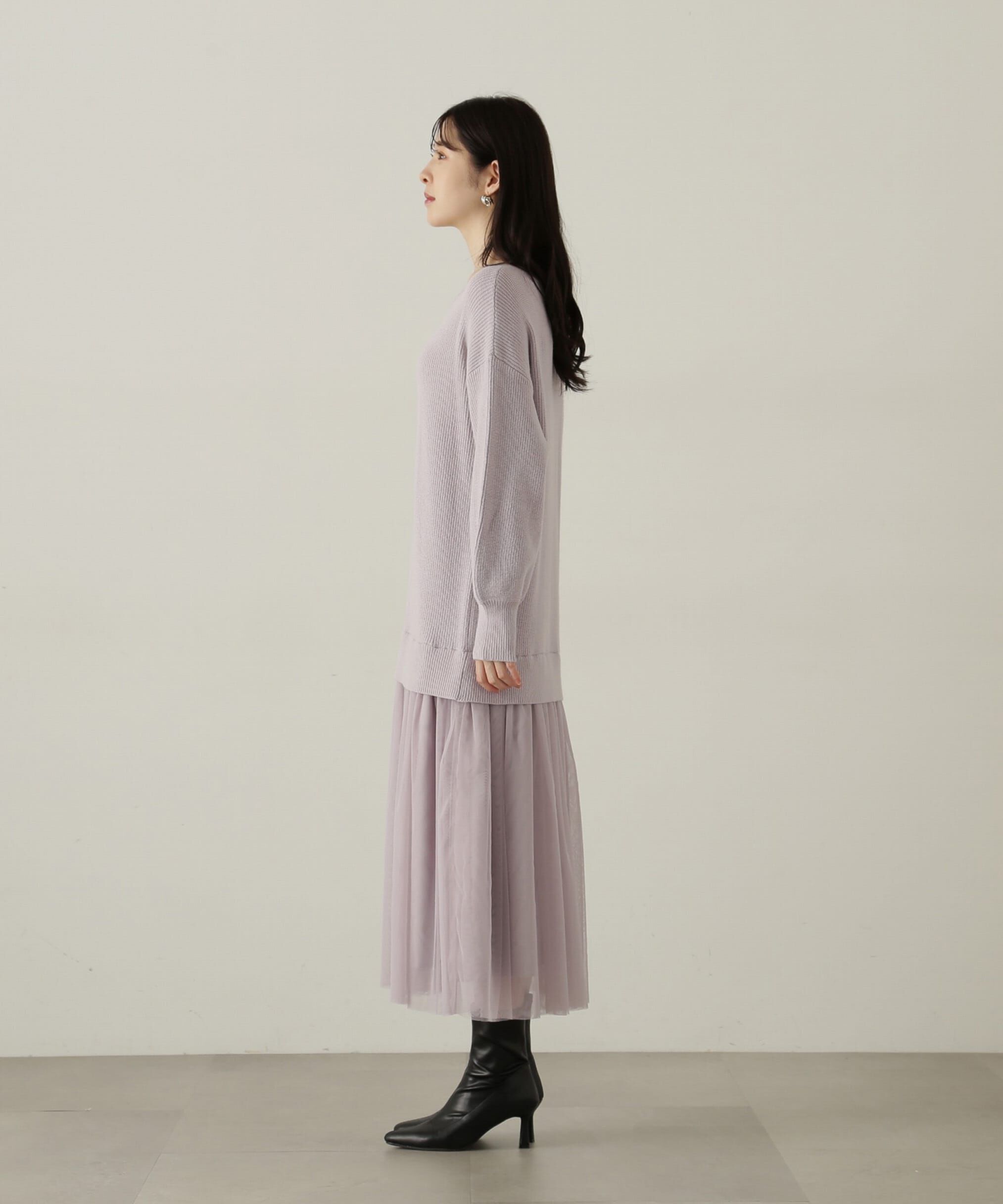 PROPORTION BODY DRESSING「裾チュールロングニットワンピース　24AW」|ワンピース|