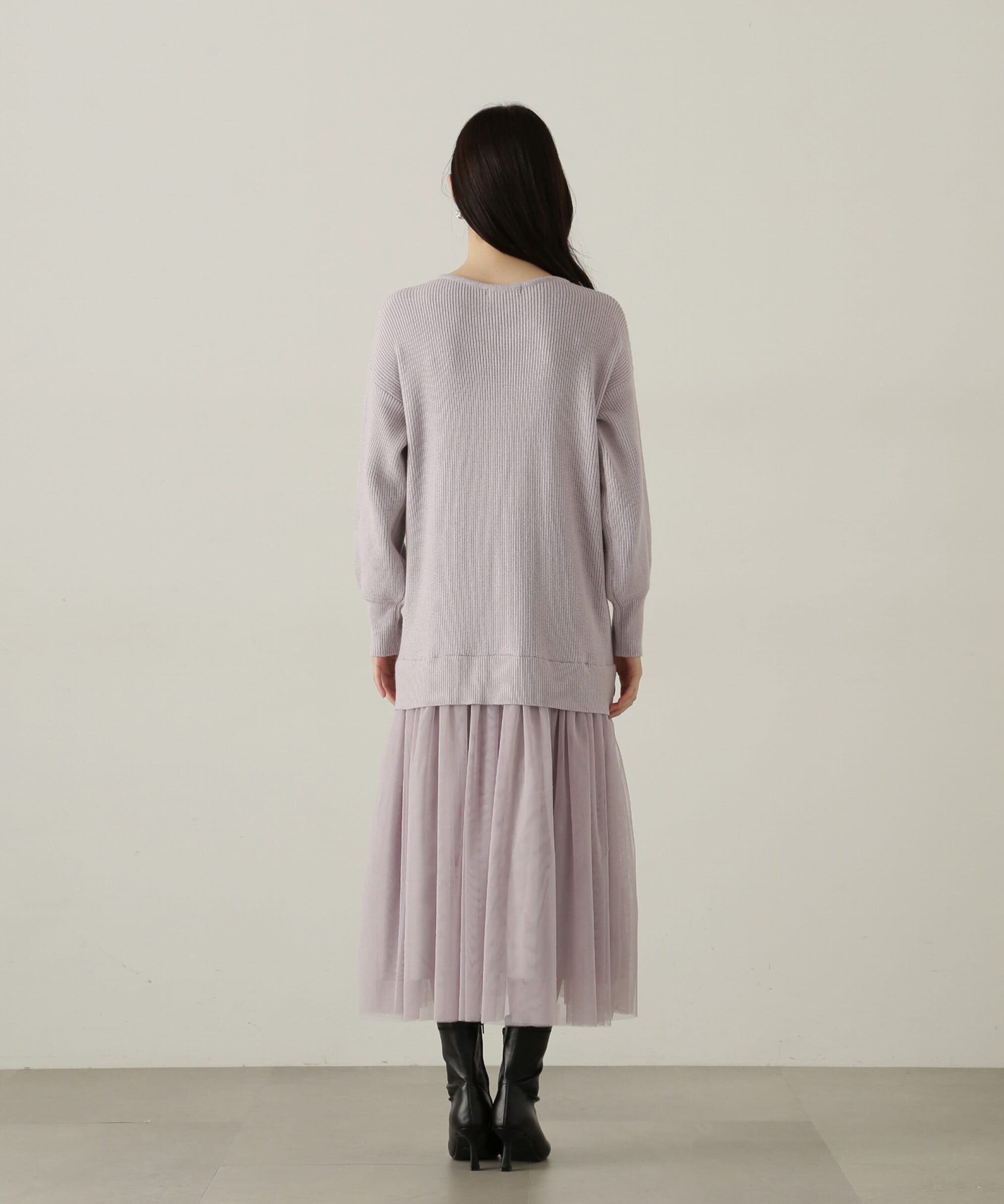 PROPORTION BODY DRESSING「裾チュールロングニットワンピース　24AW」|ワンピース|