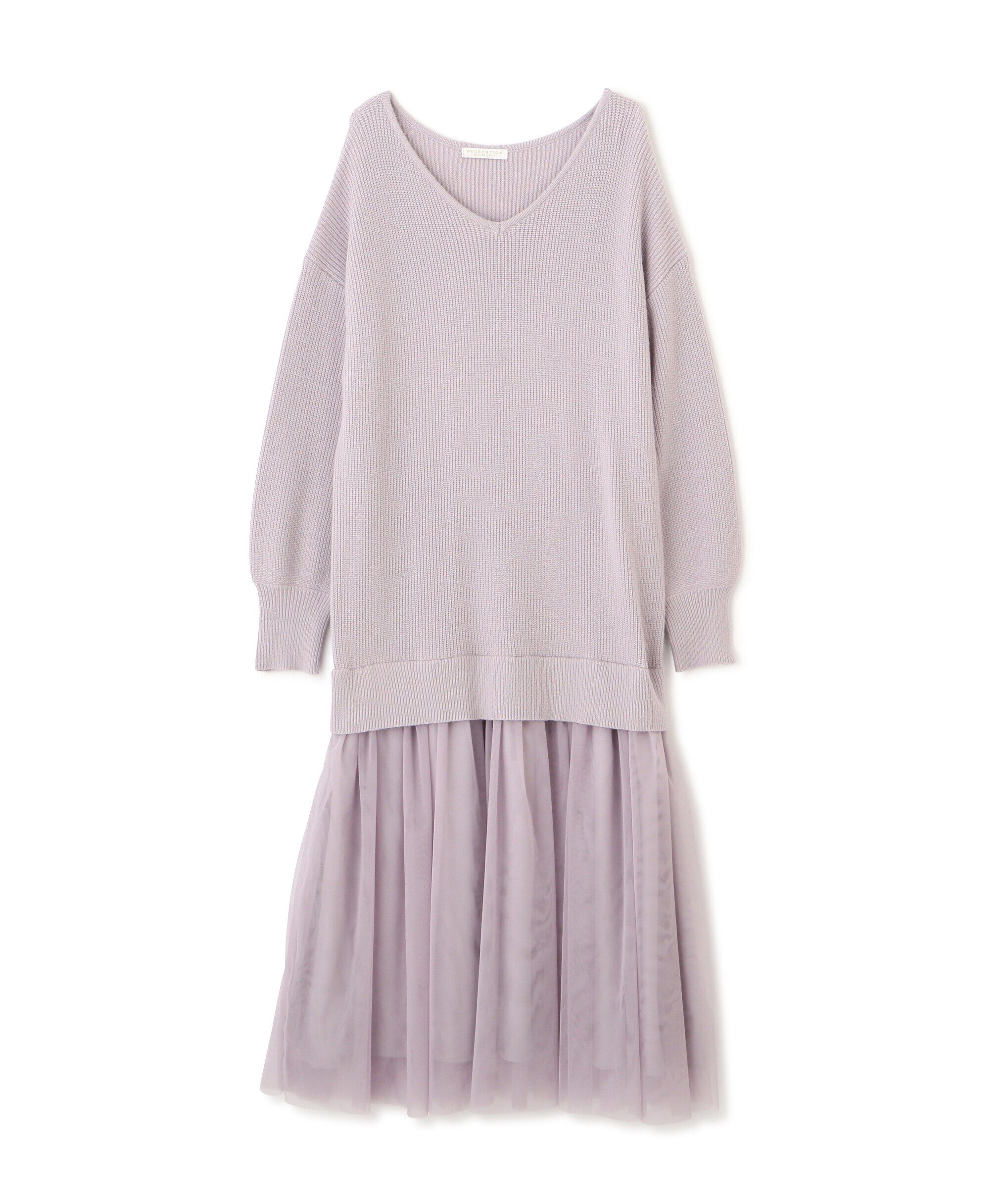 PROPORTION BODY DRESSING「裾チュールロングニットワンピース　24AW」|ワンピース|