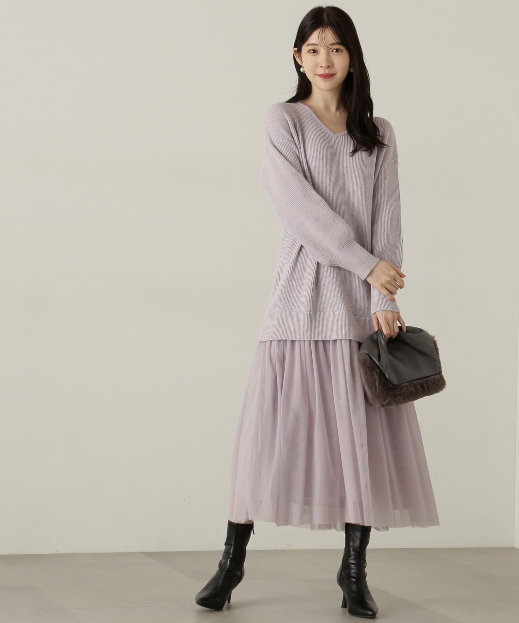 PROPORTION BODY DRESSING「裾チュールロングニットワンピース　24AW」|ワンピース|