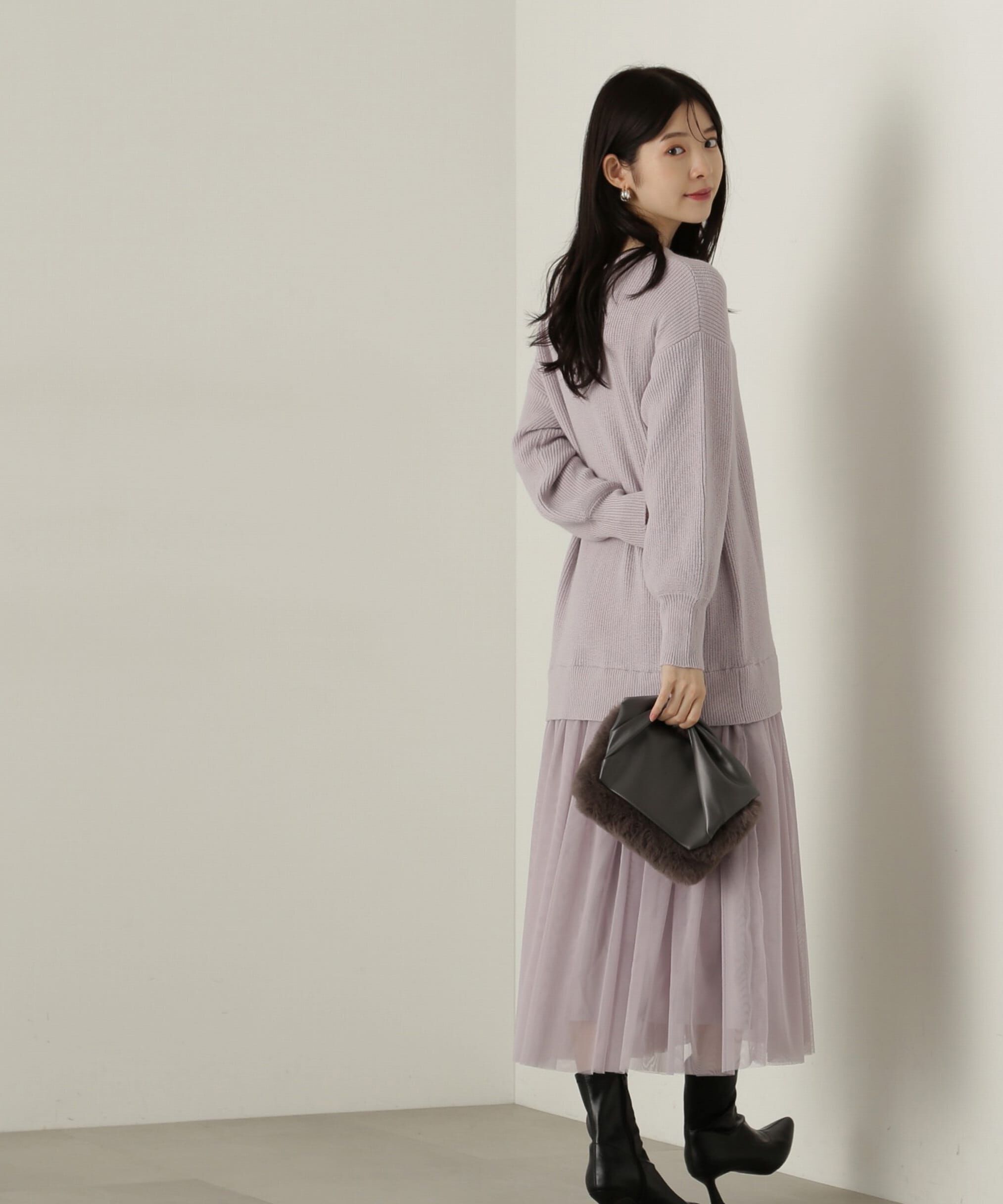 PROPORTION BODY DRESSING「裾チュールロングニットワンピース　24AW」|ワンピース|