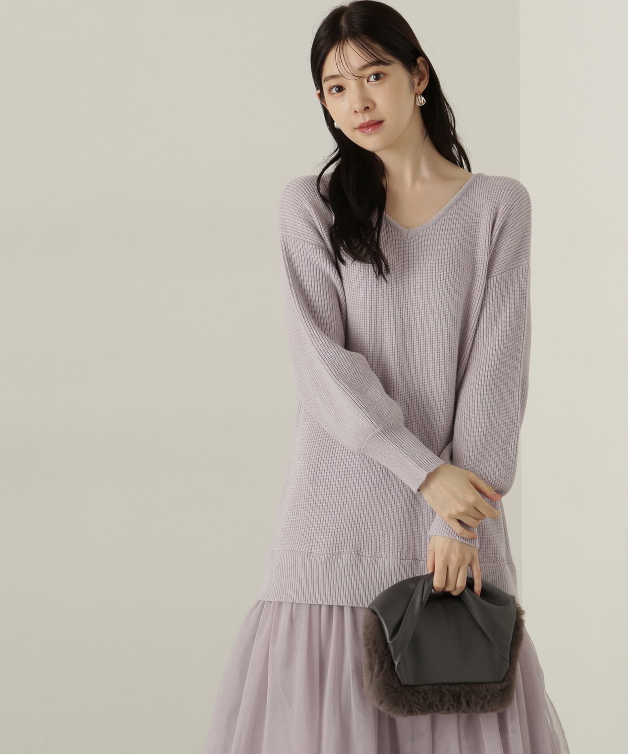PROPORTION BODY DRESSING「裾チュールロングニットワンピース　24AW」|ワンピース|
