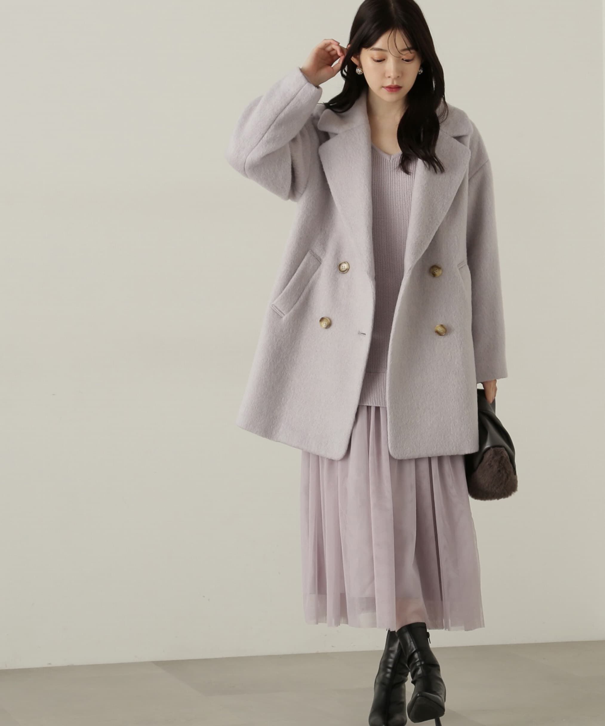 PROPORTION BODY DRESSING「裾チュールロングニットワンピース　24AW」|ワンピース|