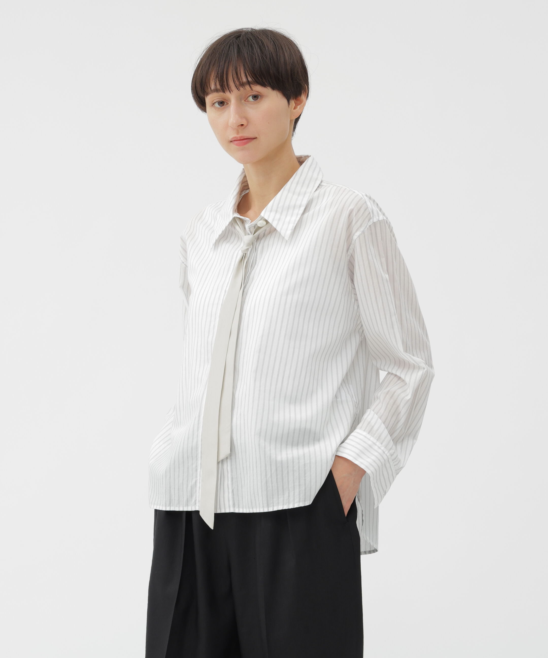  「SOFT COTTON CHAMBRAY SHIRT」|シャツ・ブラウス|LIGHT GREY1