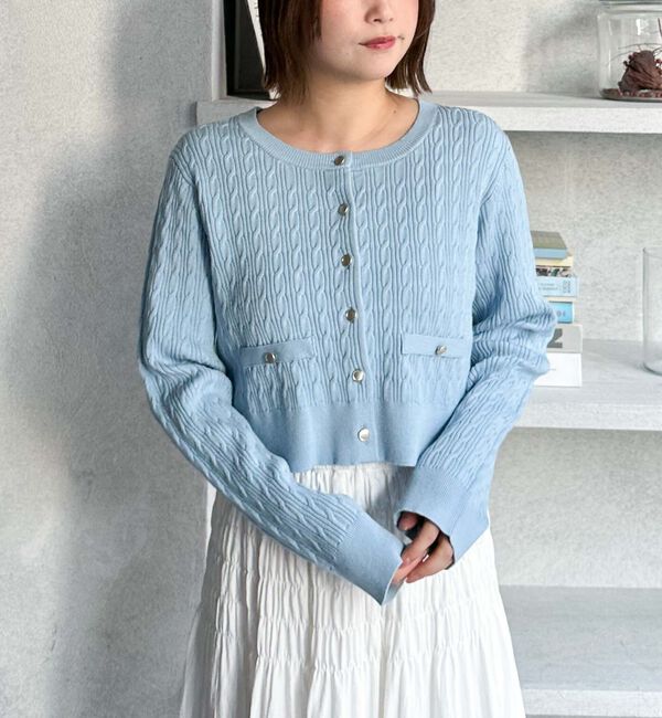 archives「細ケーブルニットカーディガン」|カーディガン|BLUE