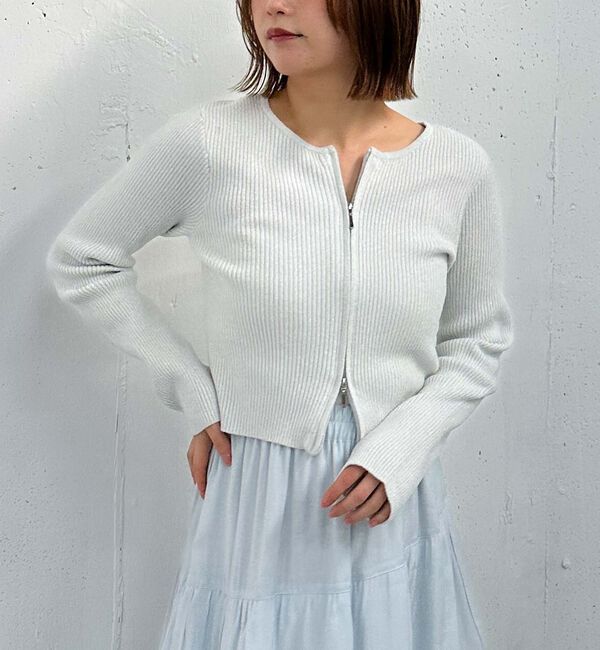 archives「ラメモールＷｚｉｐリブニット」|カーディガン|OFF WHITE