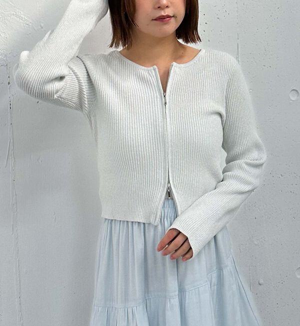archives「ラメモールＷｚｉｐリブニット」|カーディガン|