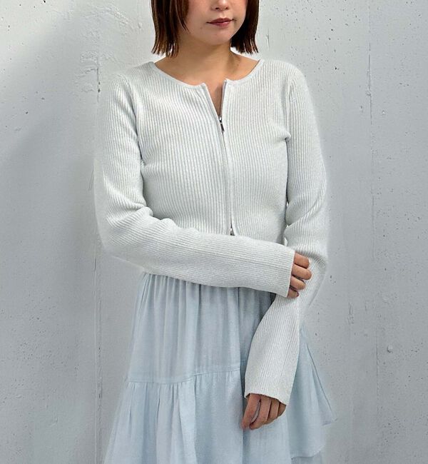 archives「ラメモールＷｚｉｐリブニット」|カーディガン|