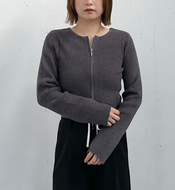 archives「ラメモールＷｚｉｐリブニット」|カーディガン|