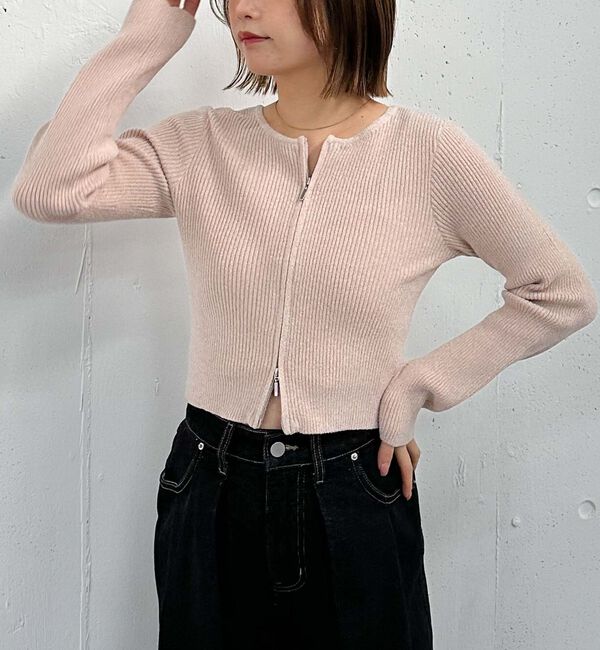 archives「ラメモールＷｚｉｐリブニット」|カーディガン|