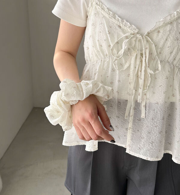 archives「シュシュ付花柄キャミ&times;リブＴＯＰＳＳＥＴ」|カーディガン|