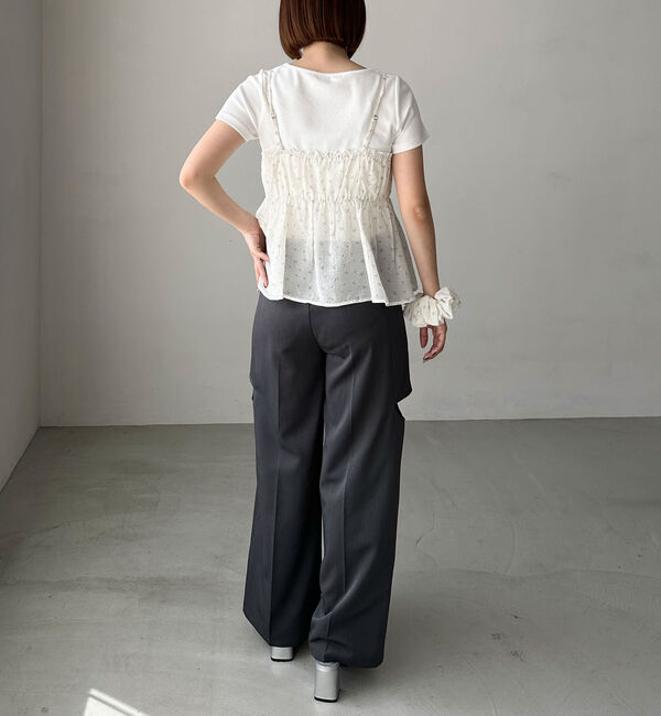 archives「シュシュ付花柄キャミ&times;リブＴＯＰＳＳＥＴ」|カーディガン|