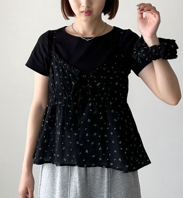 archives「シュシュ付花柄キャミ&times;リブＴＯＰＳＳＥＴ」|カーディガン|