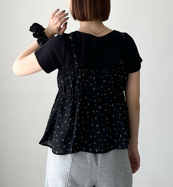 archives「シュシュ付花柄キャミ&times;リブＴＯＰＳＳＥＴ」|カーディガン|