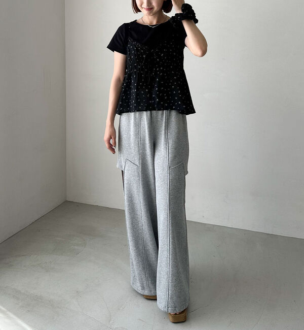 archives「シュシュ付花柄キャミ&times;リブＴＯＰＳＳＥＴ」|カーディガン|