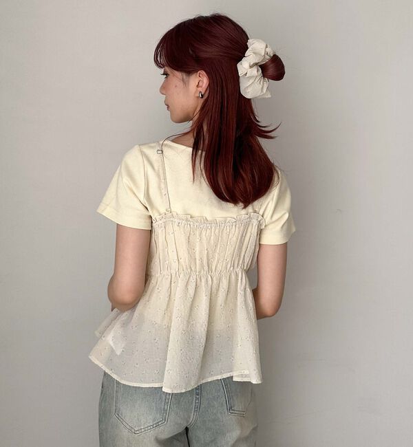 archives「シュシュ付花柄キャミ&times;リブＴＯＰＳＳＥＴ」|カーディガン|