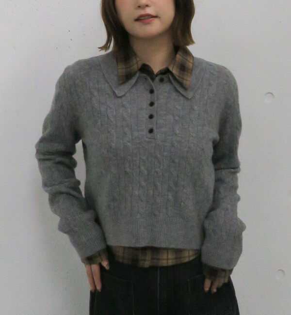 archives「ケーブルポロニット&times;シャツセット」|カーディガン|