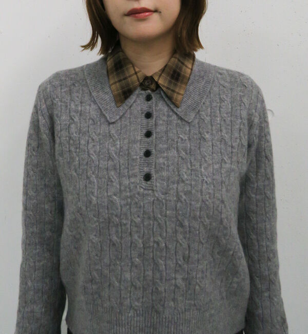 archives「ケーブルポロニット&times;シャツセット」|カーディガン|