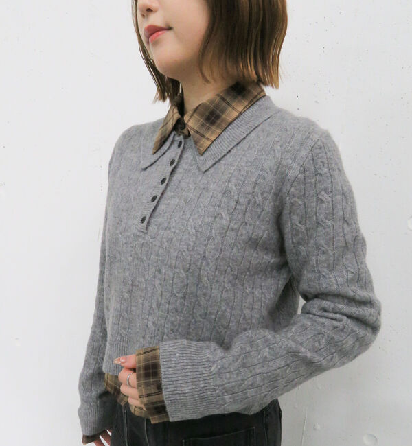 archives「ケーブルポロニット&times;シャツセット」|カーディガン|