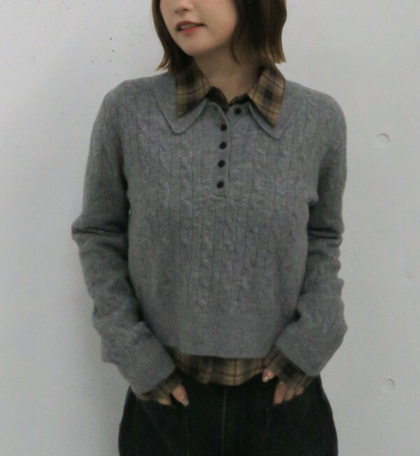 archives「ケーブルポロニット&times;シャツセット」|カーディガン|