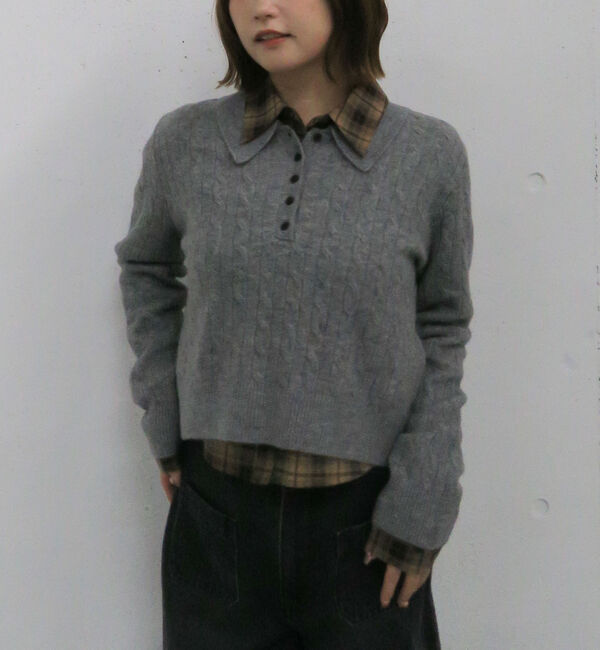 archives「ケーブルポロニット&times;シャツセット」|カーディガン|