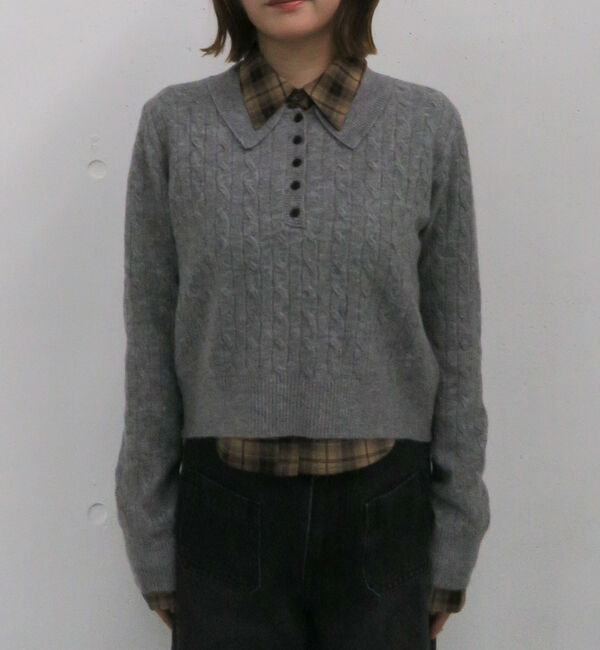 archives「ケーブルポロニット&times;シャツセット」|カーディガン|