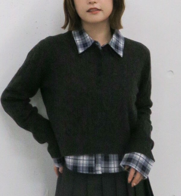 archives「ケーブルポロニット&times;シャツセット」|カーディガン|CHARCOAL GRAY