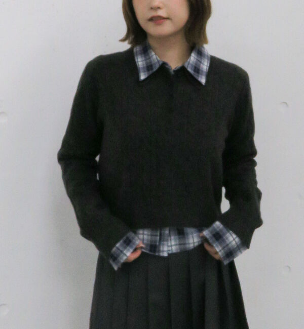 archives「ケーブルポロニット&times;シャツセット」|カーディガン|