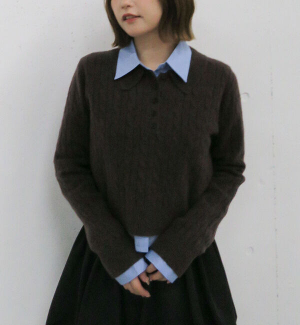 archives「ケーブルポロニット&times;シャツセット」|カーディガン|