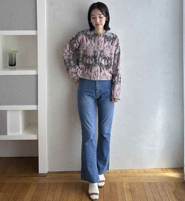 Doux archives「ボタニカルジャガードニット」|カーディガン|