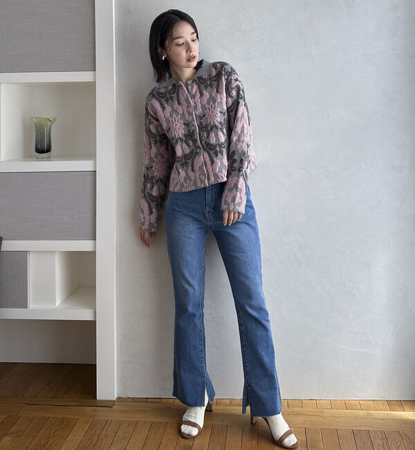 Doux archives「ボタニカルジャガードニット」|カーディガン|