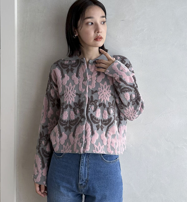 Doux archives「ボタニカルジャガードニット」|カーディガン|