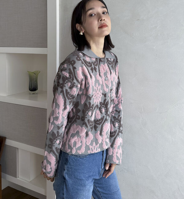 Doux archives「ボタニカルジャガードニット」|カーディガン|