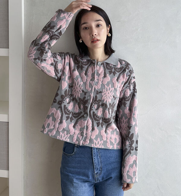 Doux archives「ボタニカルジャガードニット」|カーディガン|