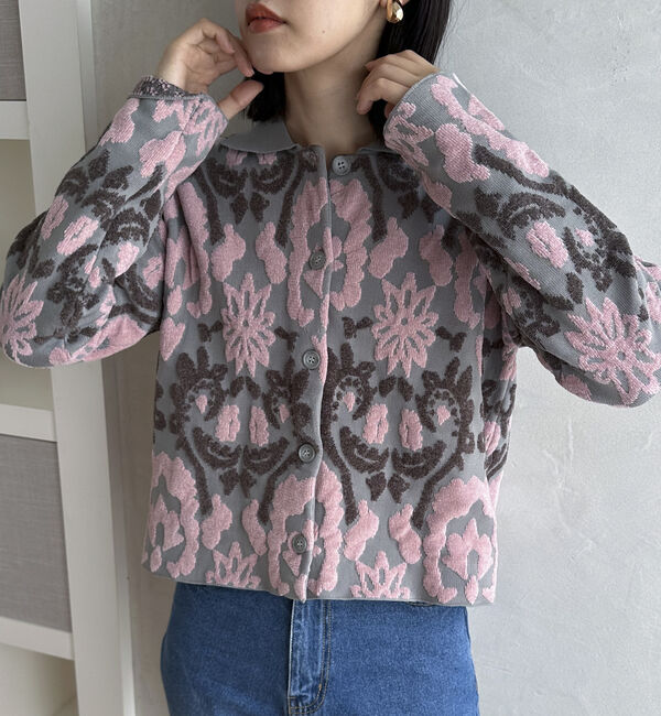 Doux archives「ボタニカルジャガードニット」|カーディガン|